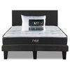 Combo Cama Europea Prelude Radiant 2 Plazas Normal + Respaldo Praga Marengo + Pack Almohadas