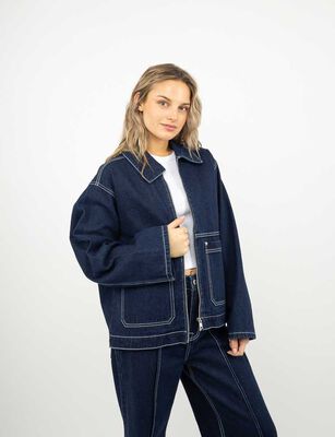 Imagen 1 del producto Chaqueta Oversized Denim Mujer Icono Raw
