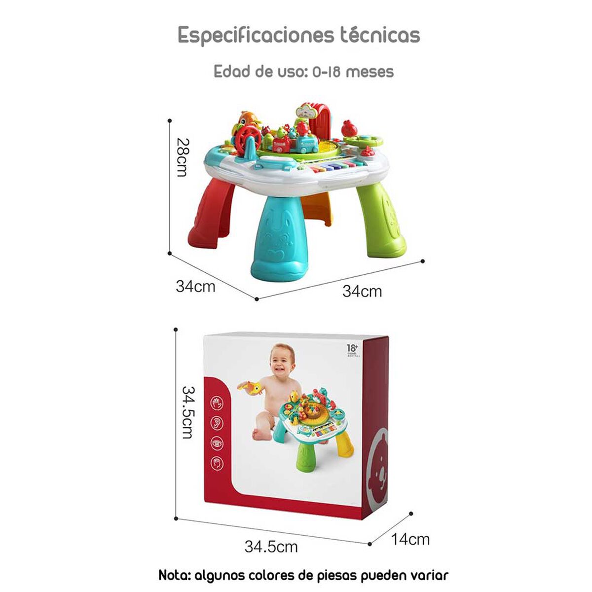 Mesa de Actividades Fun 34 x 34 cm Verde LuBabycas