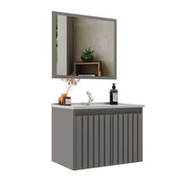 Combo Baño Vanitorio + Espejo Home Mobili Barra Gris