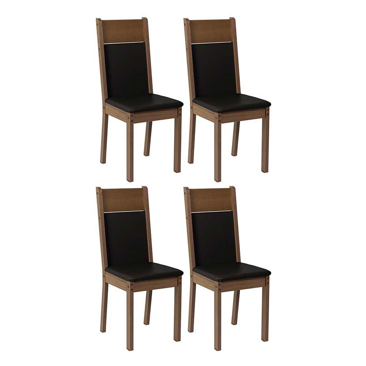 Juego de Comedor Vekkahome Lola Nelly 4 Sillas Negro