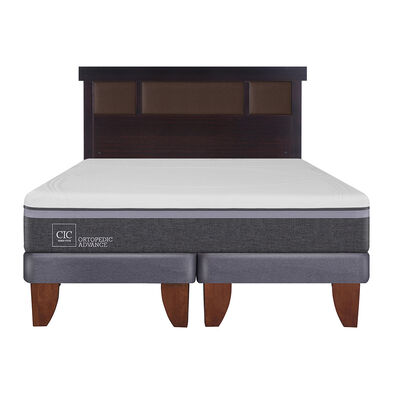 Cama Europea CIC Base Dividida 2 Plazas Ortopedic Advance + Respaldo Dublin Chocolate