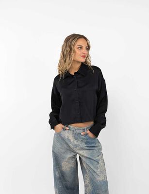 Imagen 1 del producto Blusa Crop Manga Largas Mujer Icono Blanco, Negro