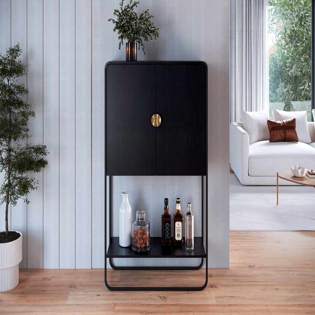 Set Buffet + Bar + Arrimo + Rack Decocasa Luna Negro