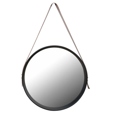 Imagen 1 del producto Espejo Vgo Redondo Café 40X40X5 C/Correa Cuero Negro