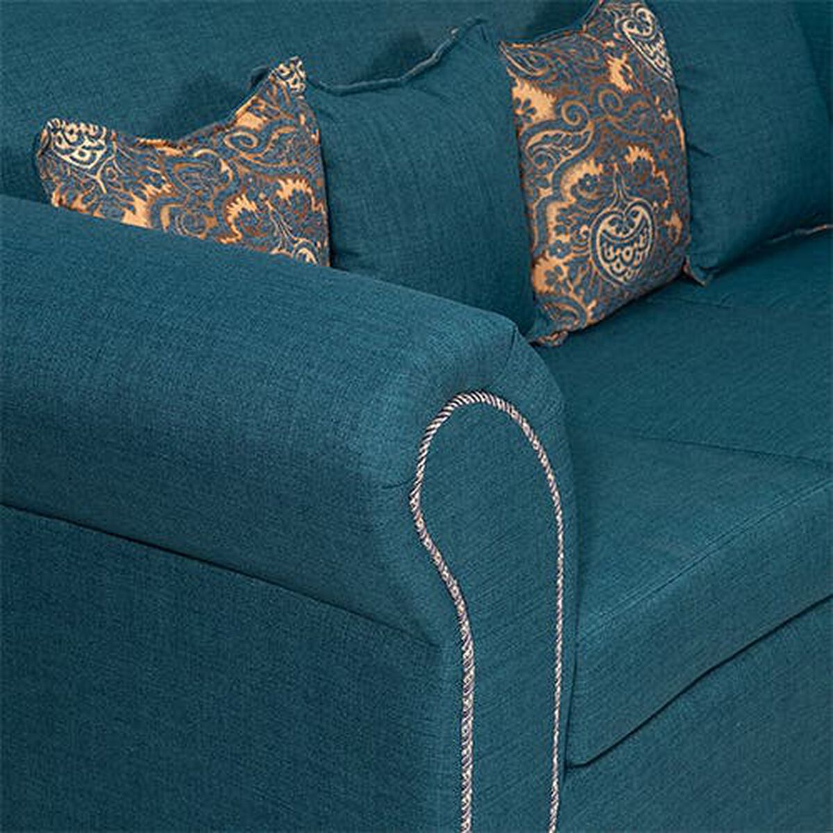 Juego de Living Essenza Amparo Sofá 3 Cuerpos + Dos Sillones 1 Cuerpo Turquesa