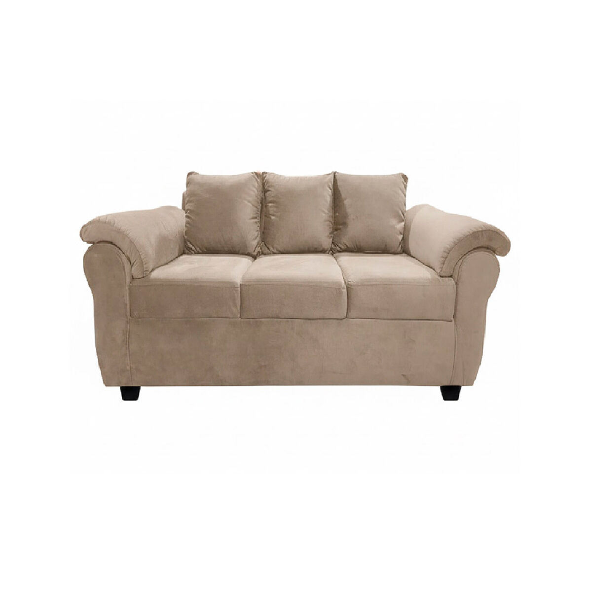 Sof&aacute; Muebles MPR Ezeiza 3 Cuerpos + 1 Pouf Felpa Beige