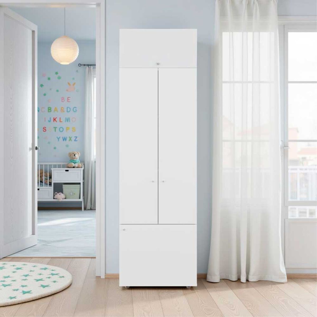 Combo Closet Tuhome 4 Puertas + M&oacute;dulo Superior Dreams Blanco