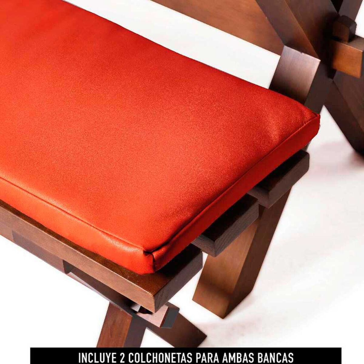 Juego de Comedor Latam Home Sevilla Granada 2 Sillas + 2 Bancas PU Rojo