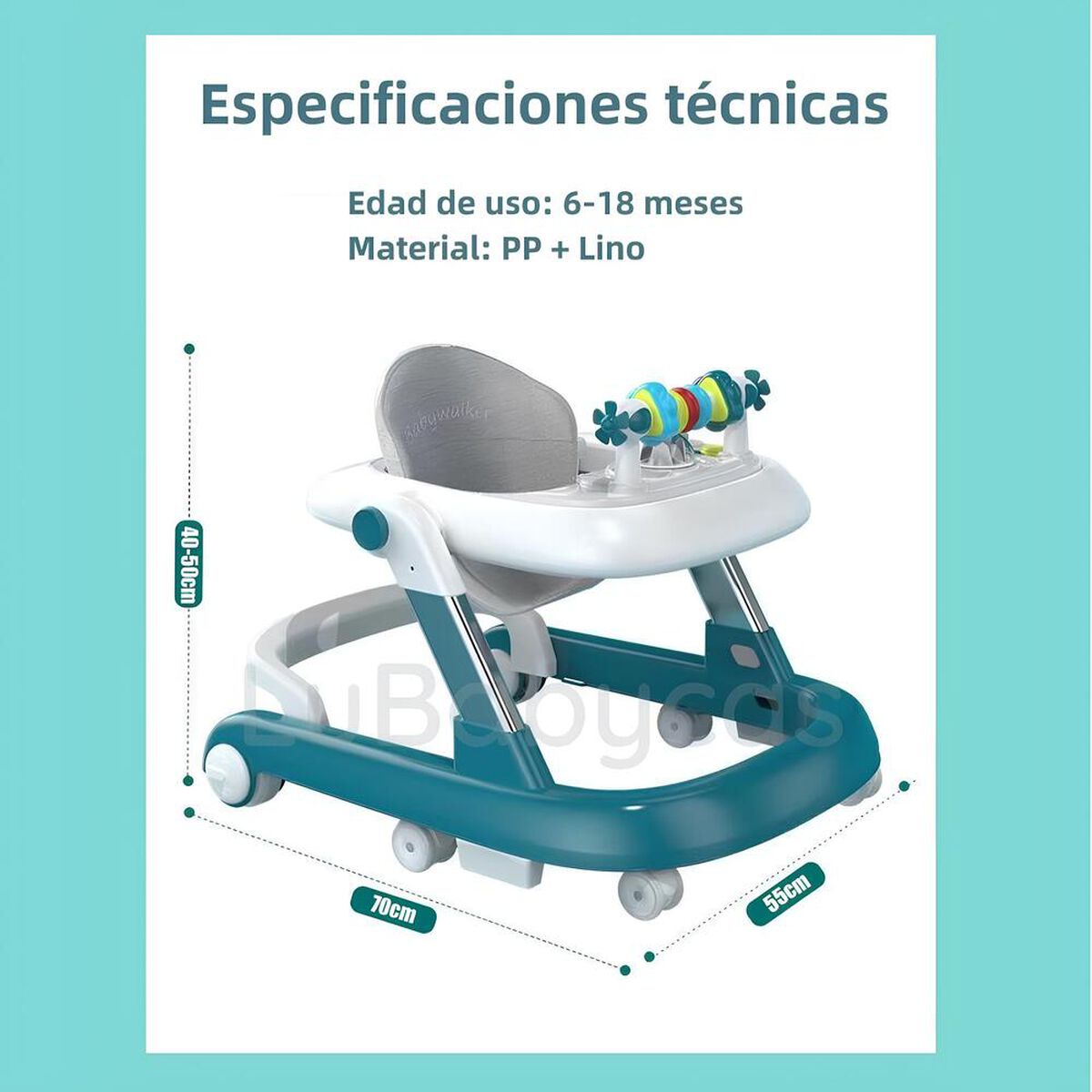Andador Caminador Multifuncional 4 En 1 Lubabycas Gris