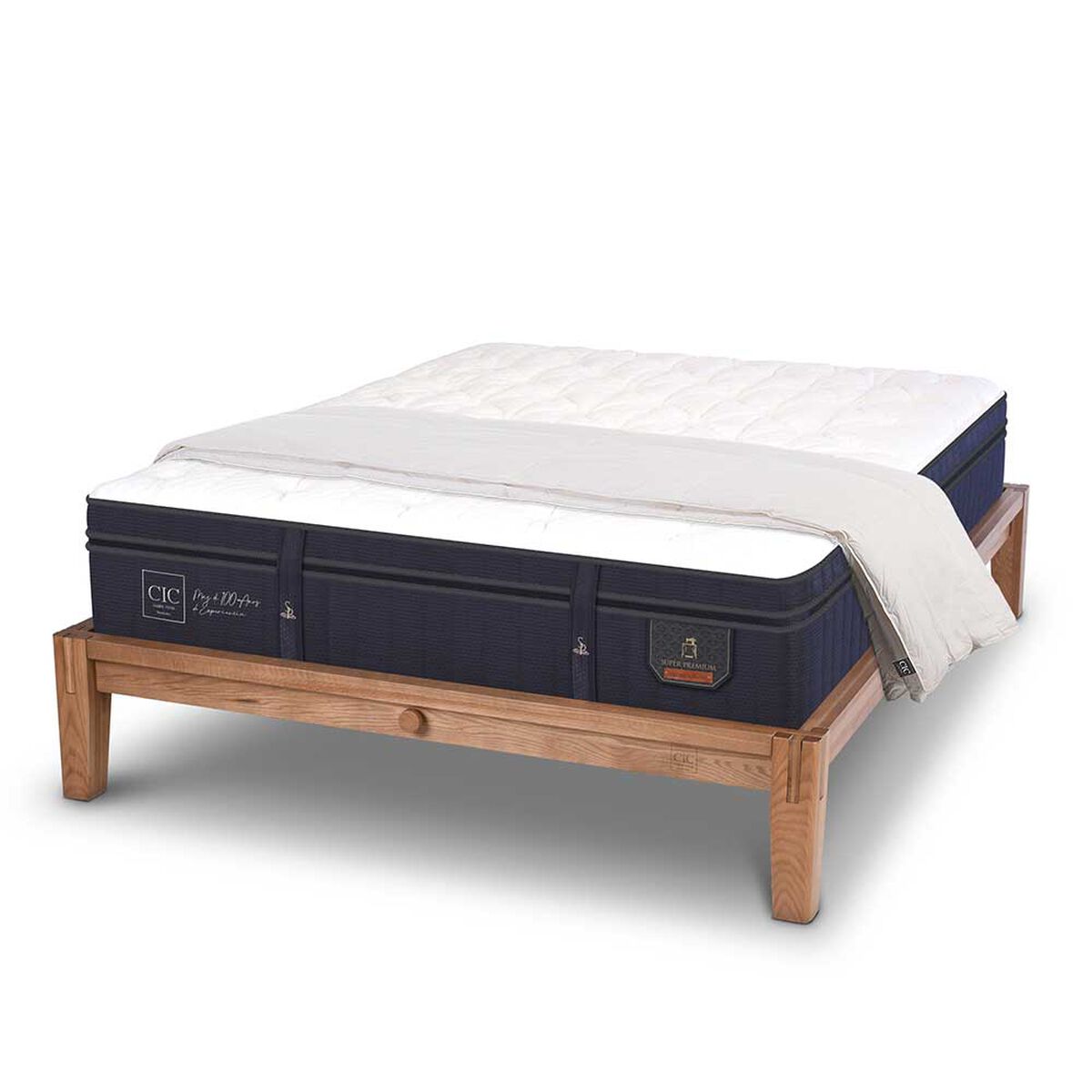 Cama Europea CIC King OAK Súper Premium + Plumón Ganso
