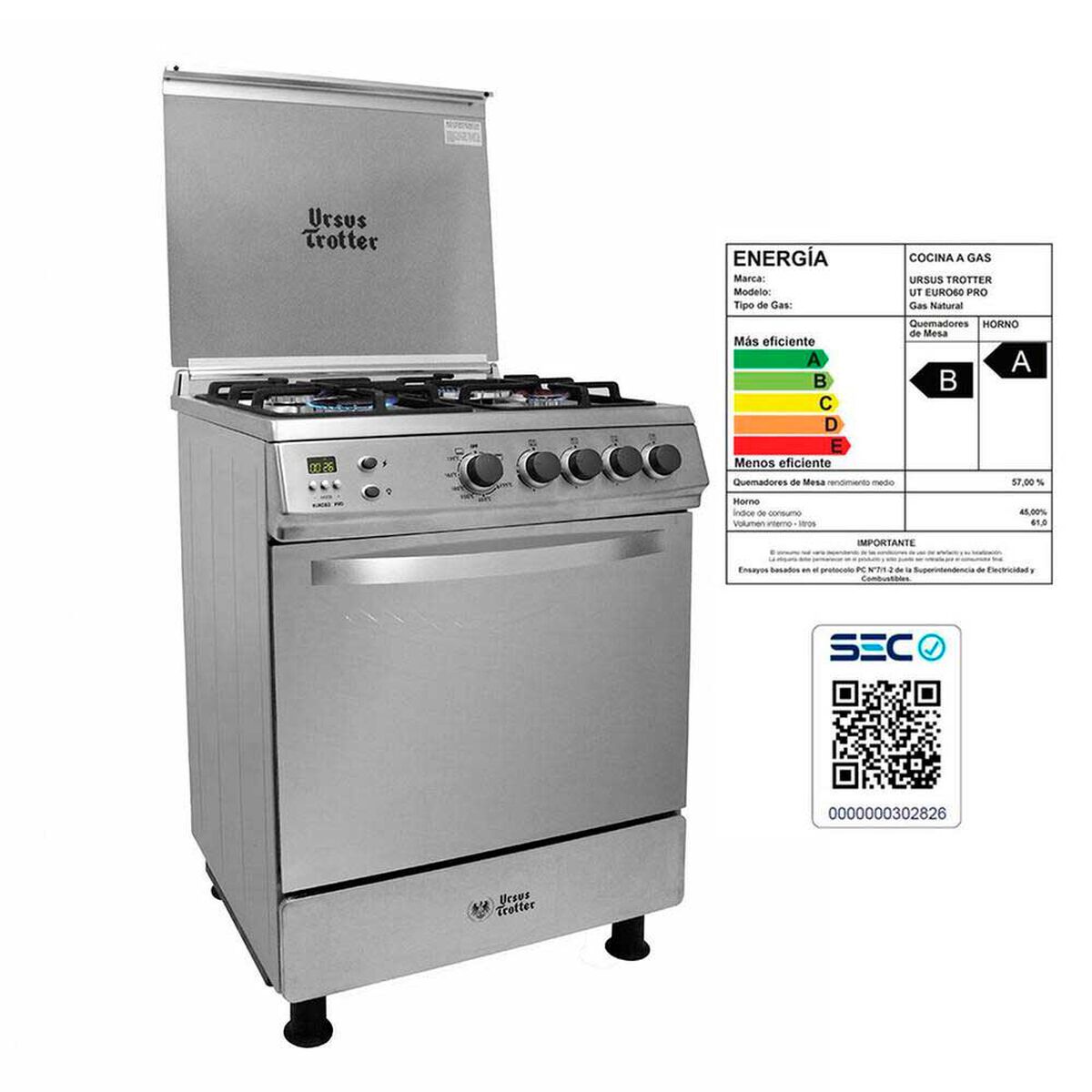 Cocina a Gas Ursus Trotter UT Euro 60 Pro GN 4 Quemadores