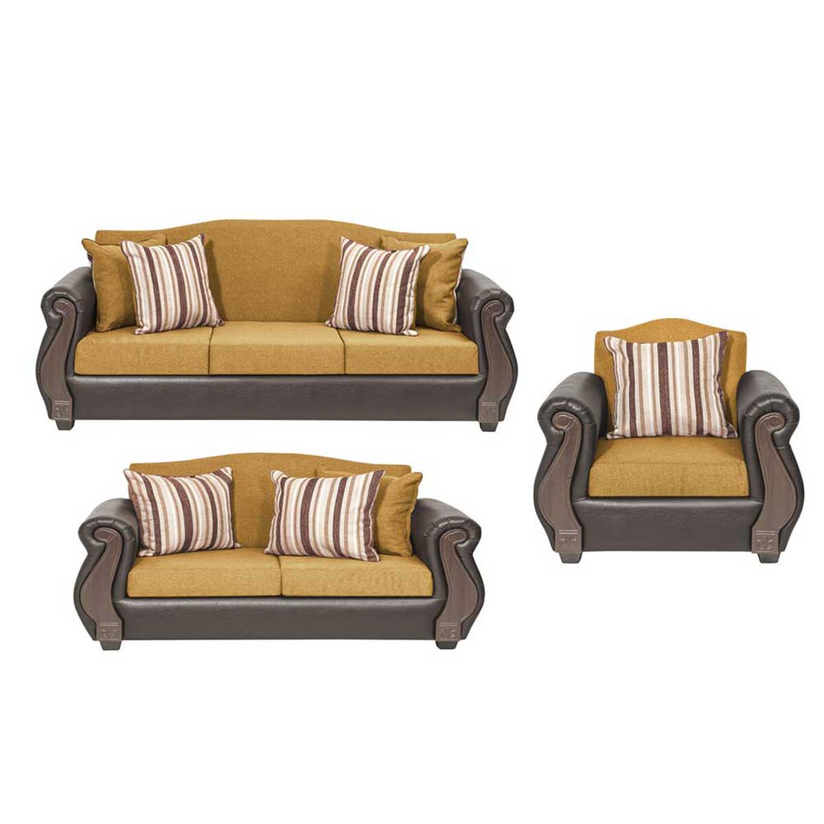 Juego de Living Innovamuebles New Bugambilia Sofá 3 Cuerpos + Sofá 2 Cuerpos + Butaca 1 Cuerpo 1 Cuerpo Oro 