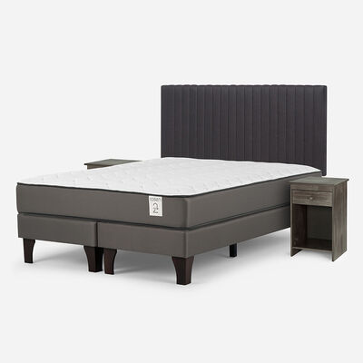 Imagen 2 del producto Cama Europea Rosen 2 Plazas New Style 2 Plus + Respaldo + 2 Veladores Lucio