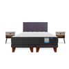 Cama Europea Europedic Dual 2 Plazas Box B/D + Respaldo Royal Grafito + Velador Rock
