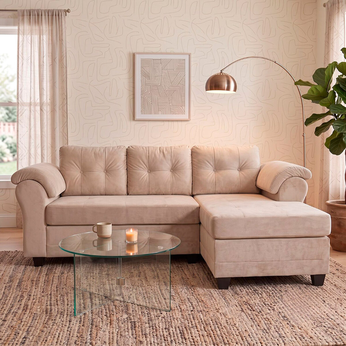 Seccional Muebles MPR Queen 4 Cuerpos Beige