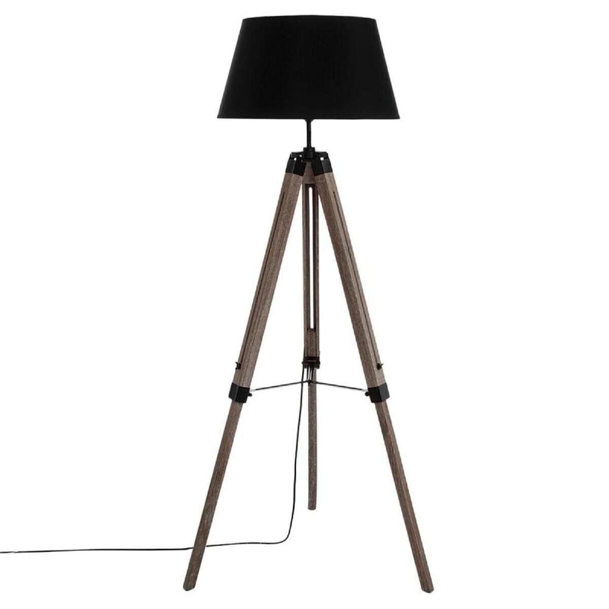 L&aacute;mpara de Pie Tr&iacute;pode Atmosphera Rodo Madera 145cm Negra