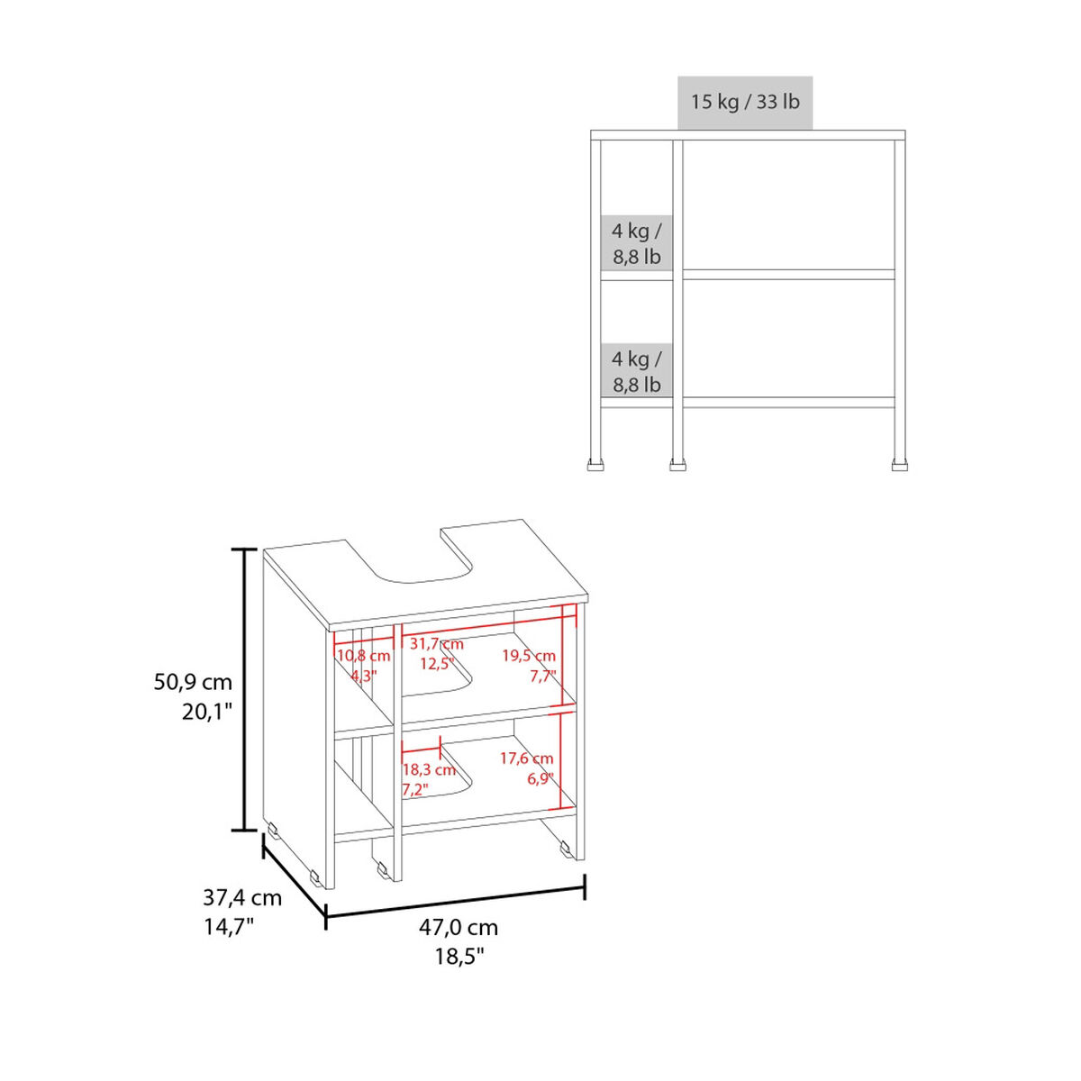 Mueble para Lavamanos Tuhome Basic 1 Puerta Cartagena