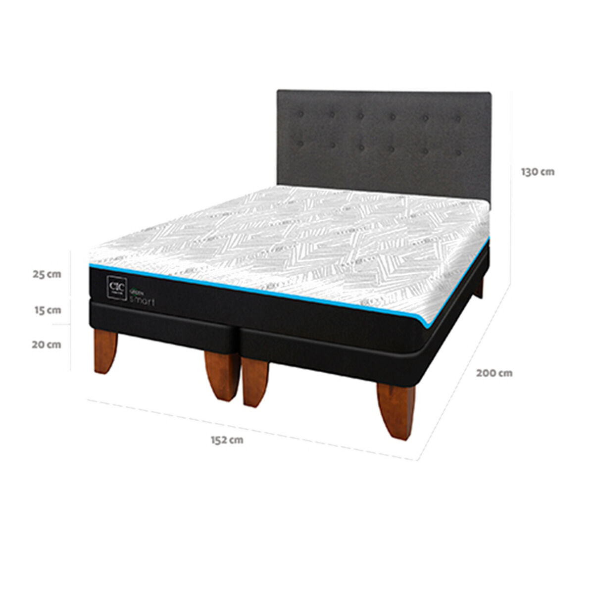 Cama Europea CIC Green Infinity 2 Plazas + 1 Respaldo Eufrates
