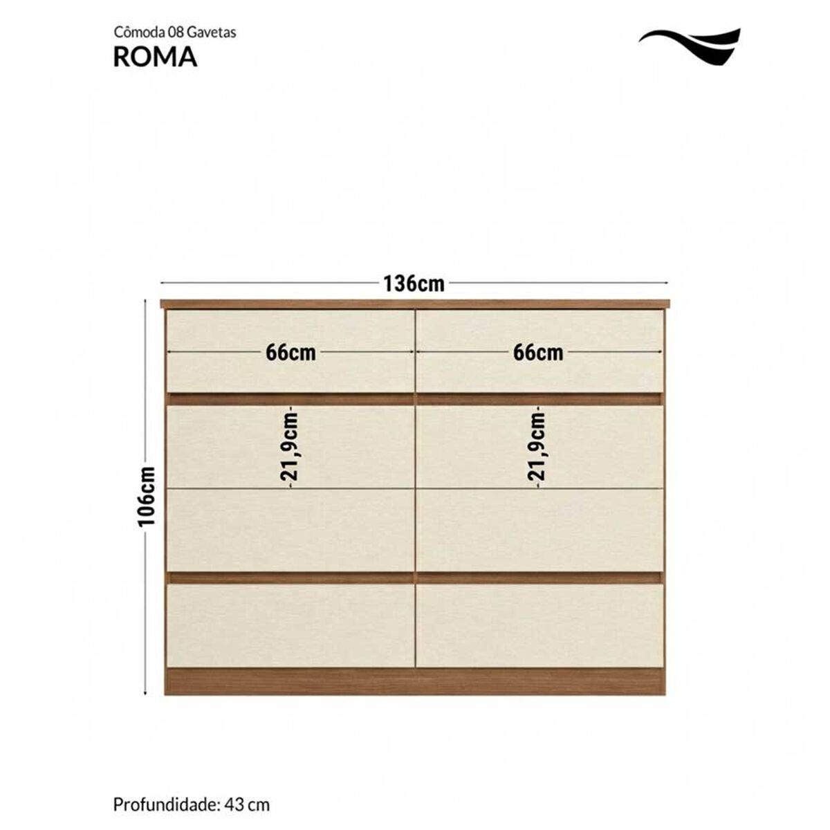 C&oacute;moda Onessta Roma 8 Cajones Arena