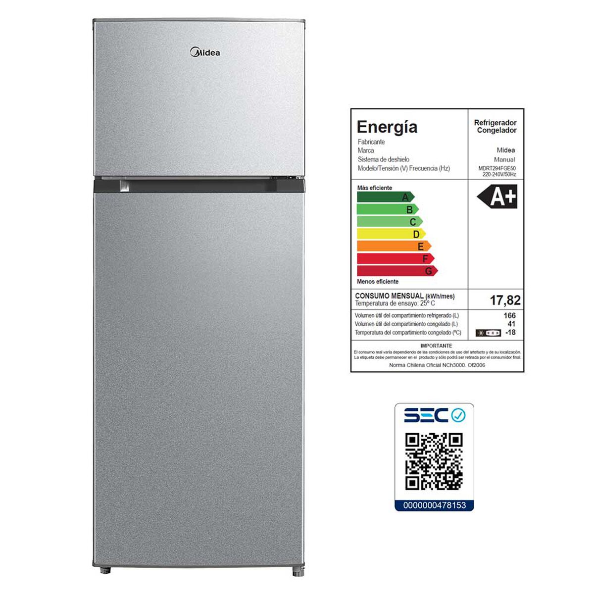 Refrigerador Frío Directo Midea MDRT294FGE50 207 lts.