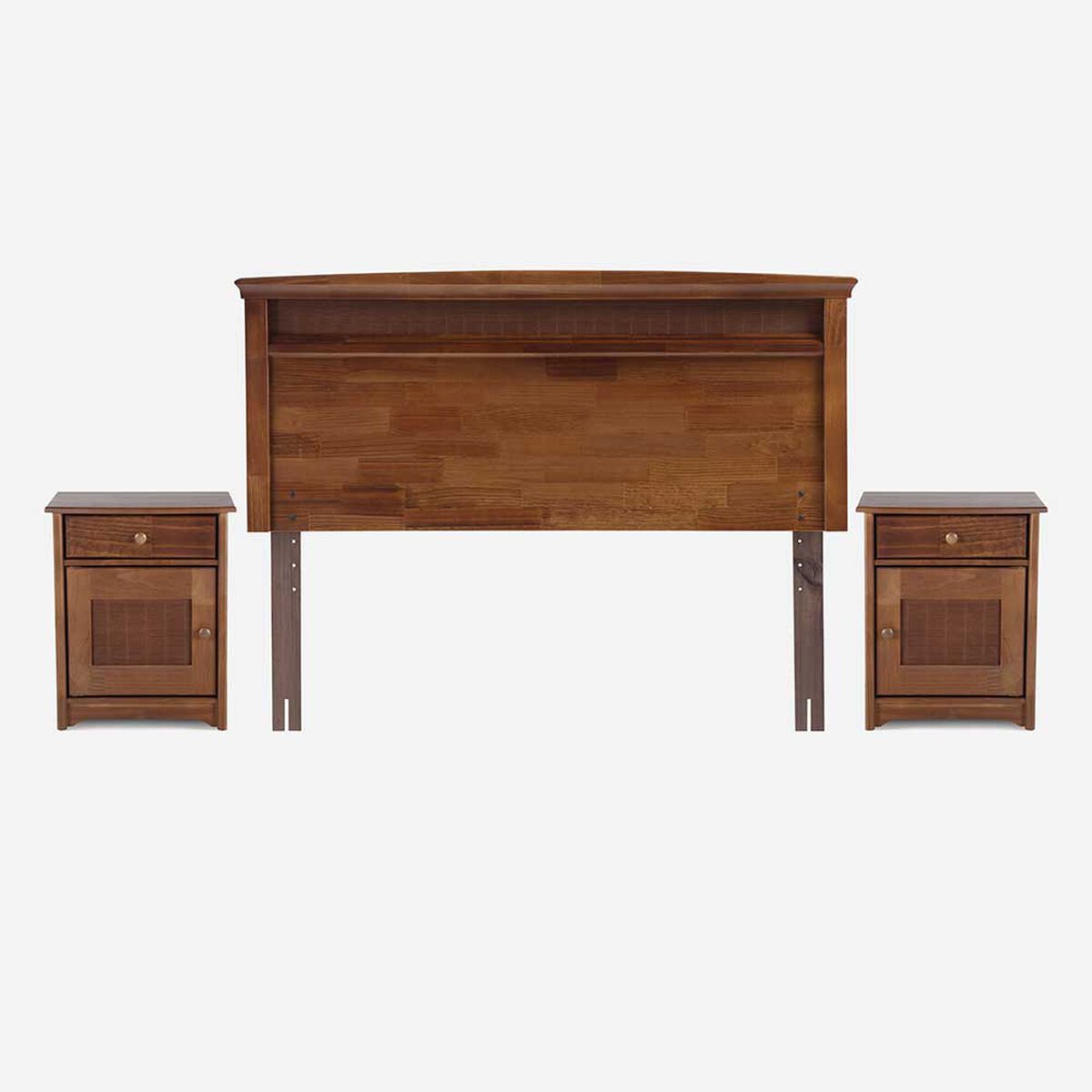 Cama Europea Rosen Base Dividida 2 Plazas Indie + Respaldo + 2 Veladores Veneto