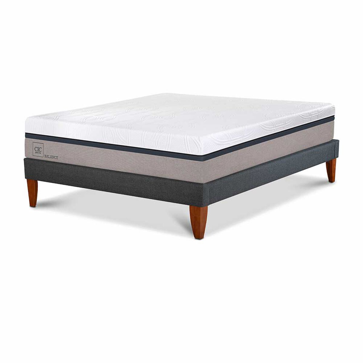 Combo Cama Europea CIC 2 Plazas Balance + Cl&oacute;set Casanova Fit 2 Puertas Correderas Jequitiba Blanco + C&oacute;moda Casanova Charlotte Nogal 8 Cajones
