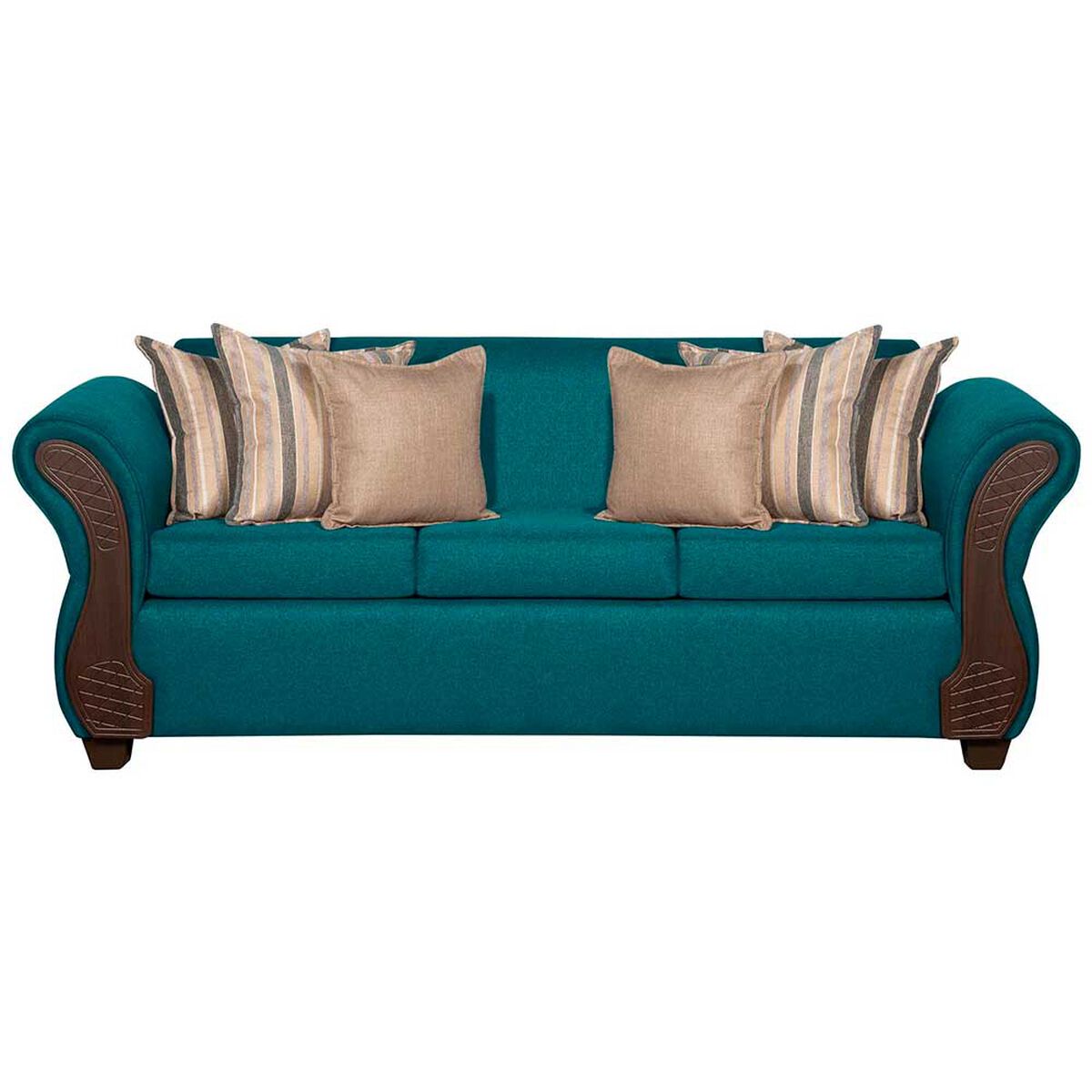 Juego de Living Ruzam Mobel Marsella Sof&aacute; 3 Cuerpos + Dos Sillones 1 Cuerpo Lino Turquesa