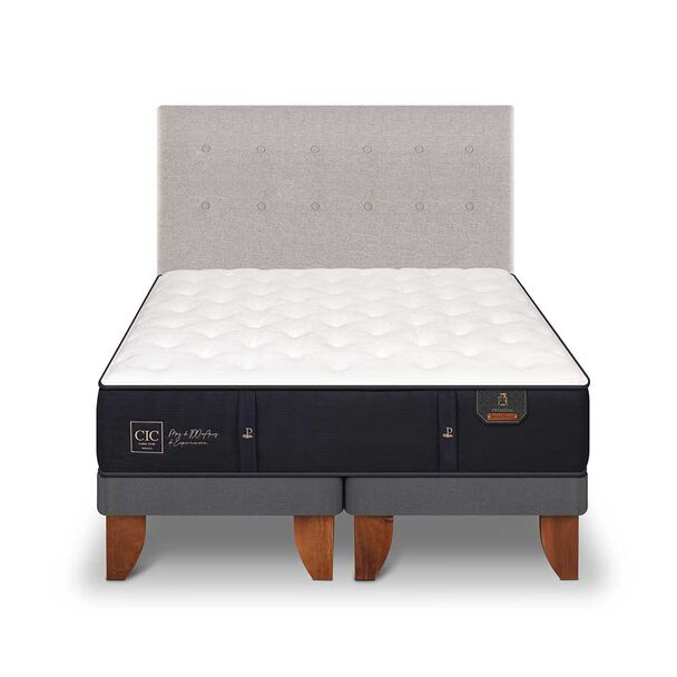 Cama Europea CIC Base Dividida 2 Plazas Premium + Respaldo Tigris