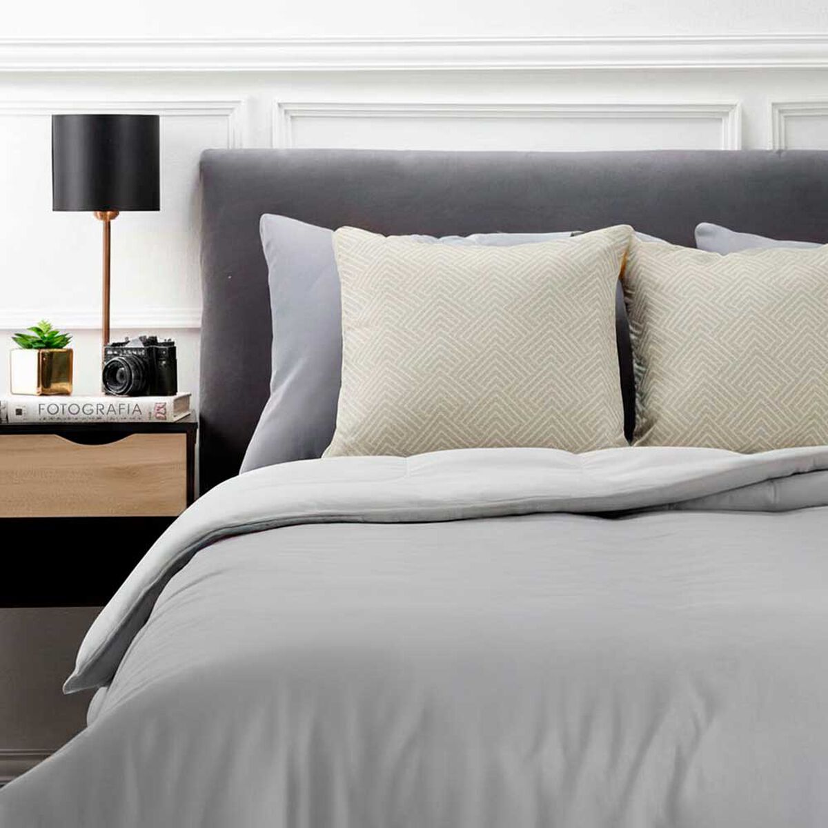 Set Plumón Bicolor + Sábanas Zibel 1.5 Plazas