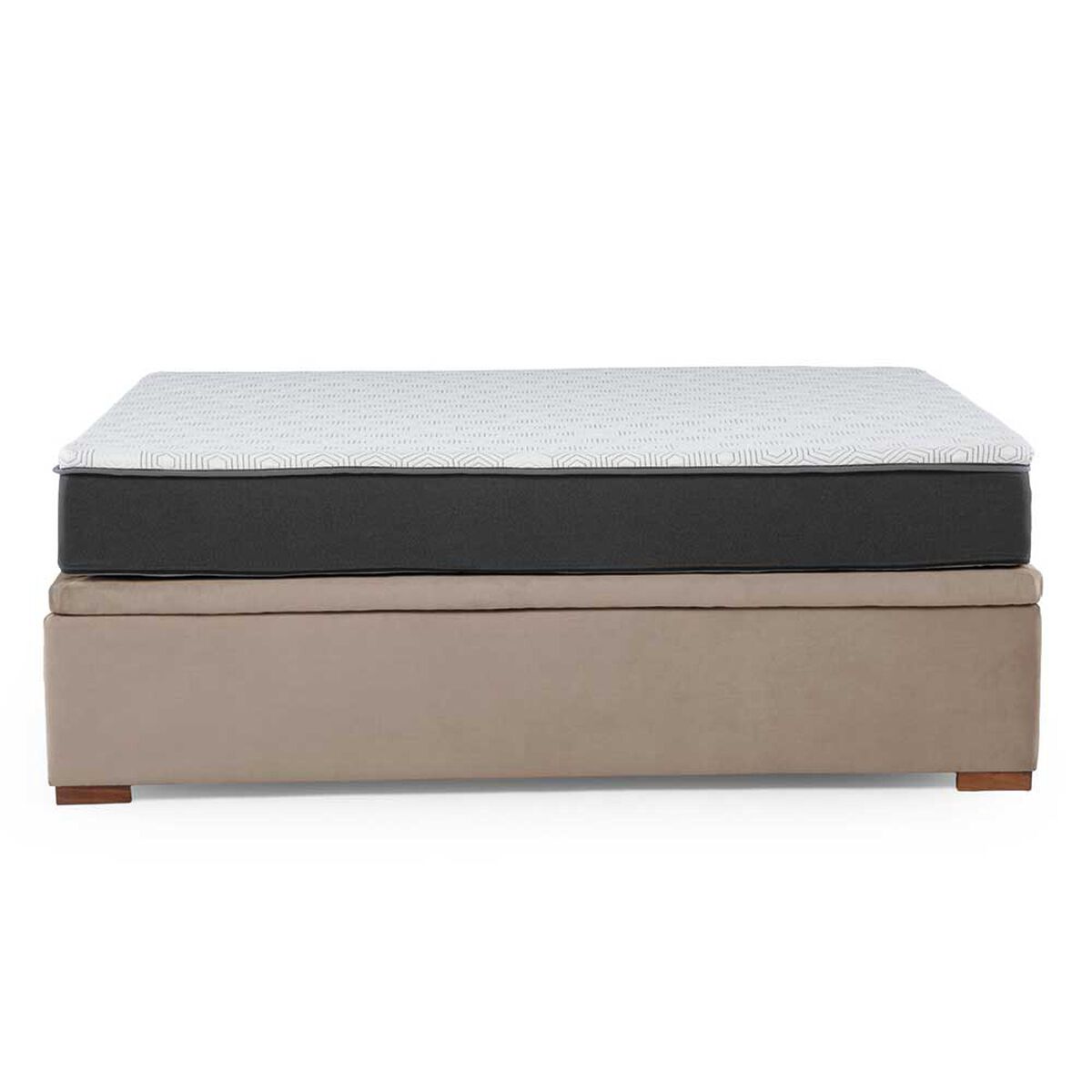Cama Boxet Latam Home 1.5 Plazas + Colch&oacute;n Resortes Zen Pro Funda Lavable Beige