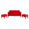 Juego de Living Bodevir Retro  Sof&aacute; 3 Cuerpos + Dos Pouf 1 Cuerpo Rojo