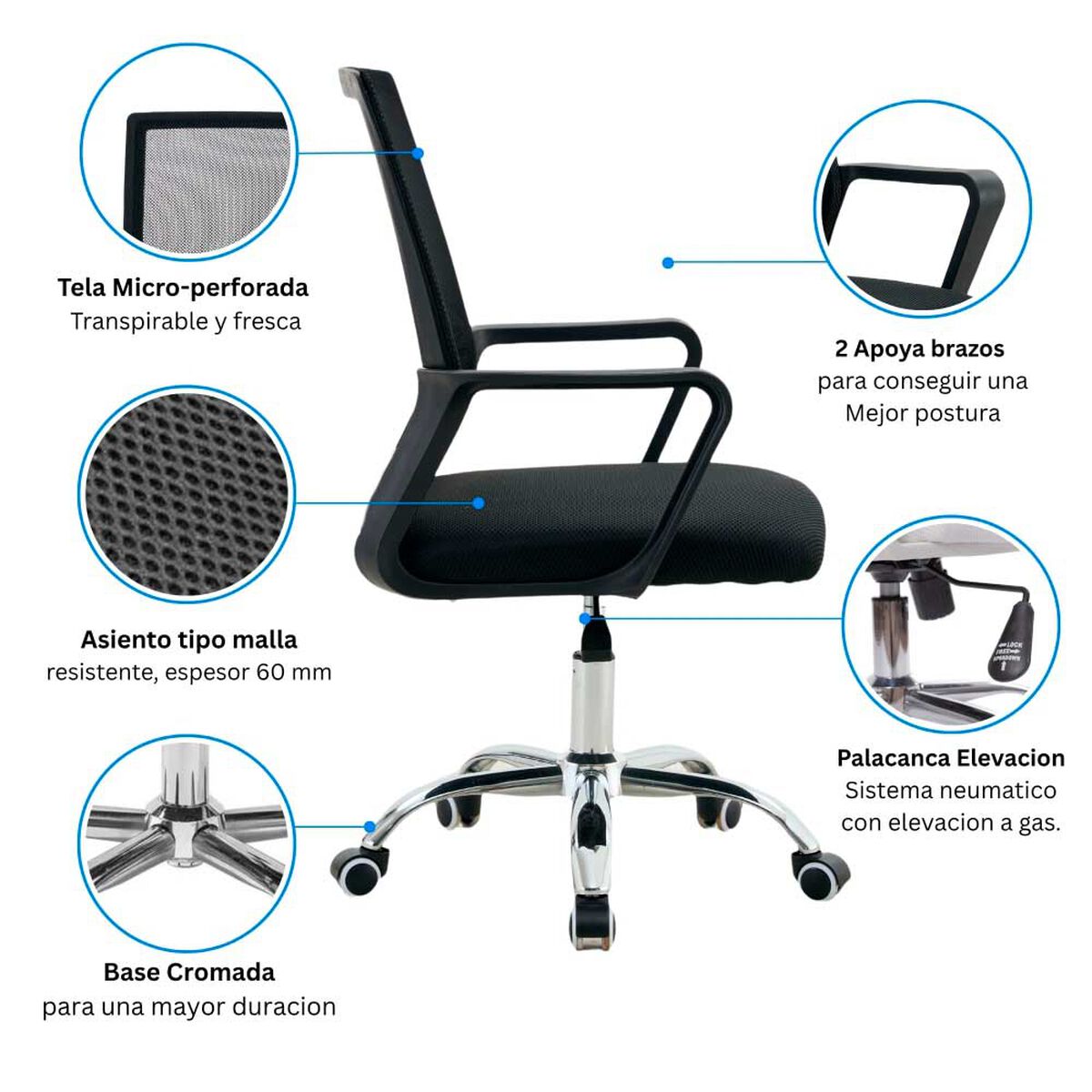 Silla de Escritorio Arthome Santiago Negra