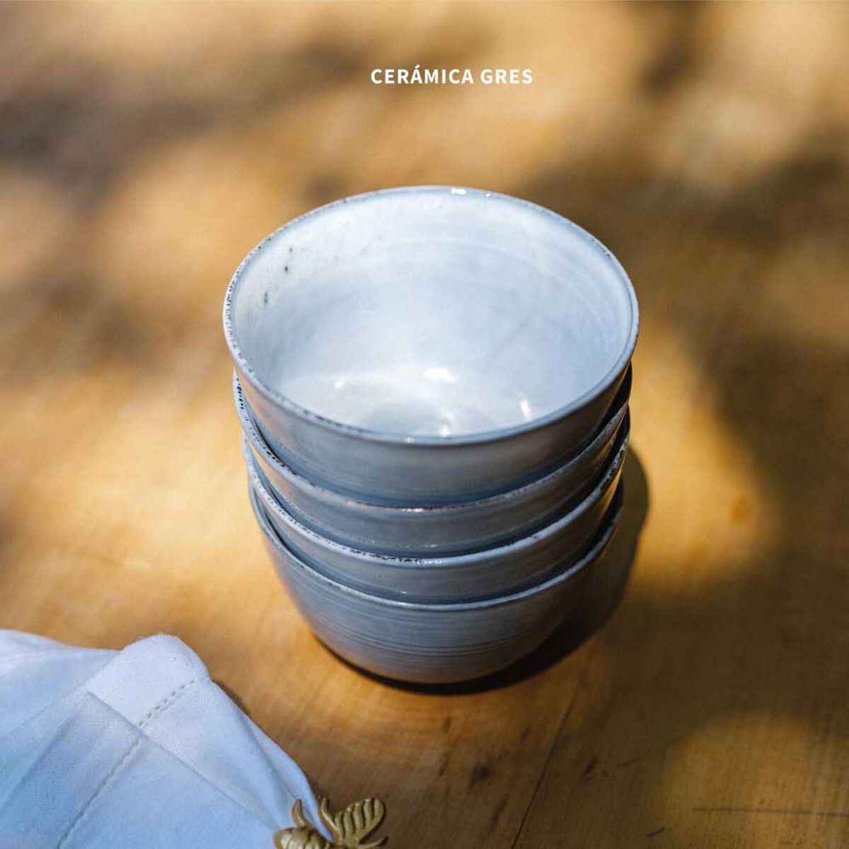 Set 4 Bowls Simplit Amalfi Cerámica Gres 7,5 cm Azul