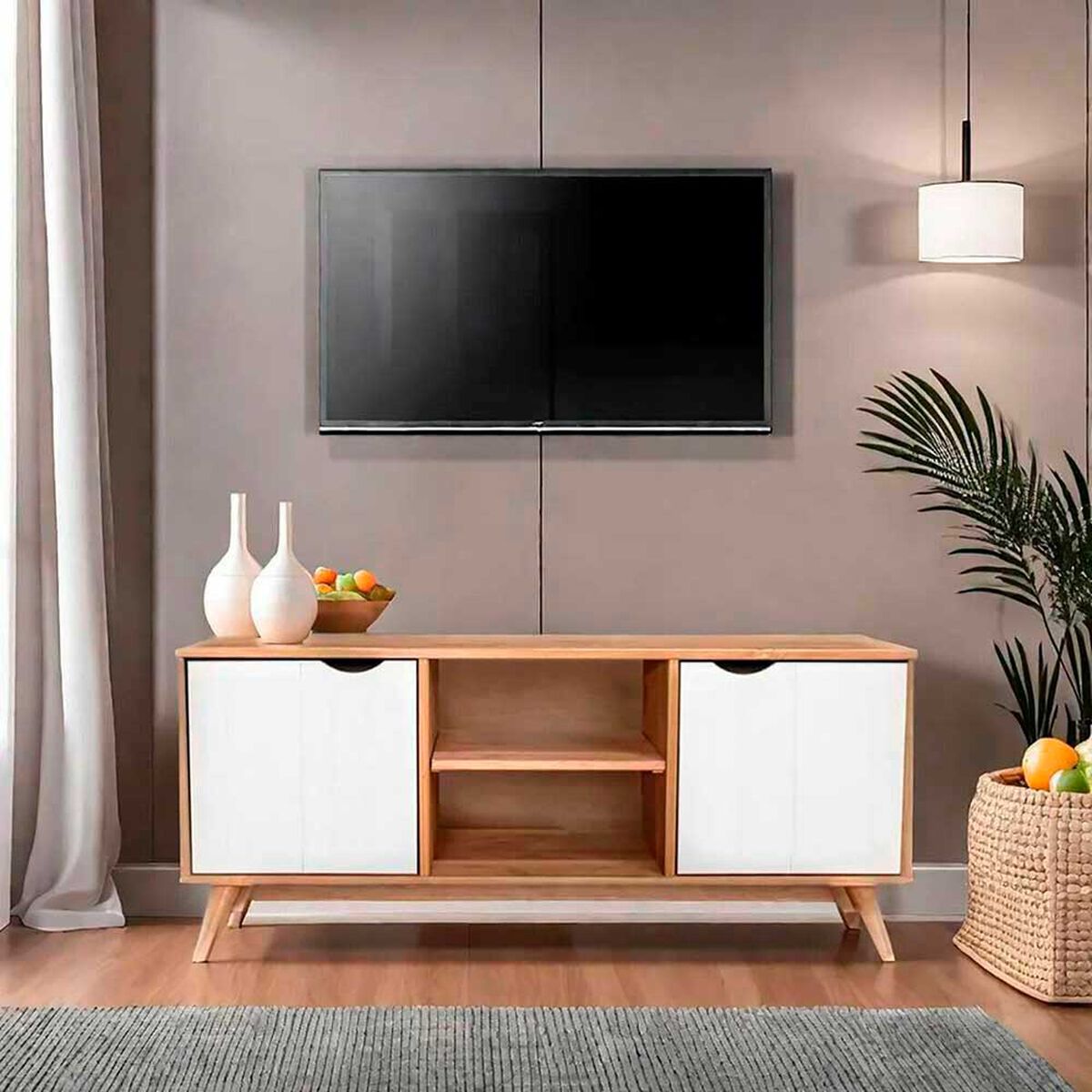 Rack TV Vekkahome Grecia Hasta 43" Caf&eacute;