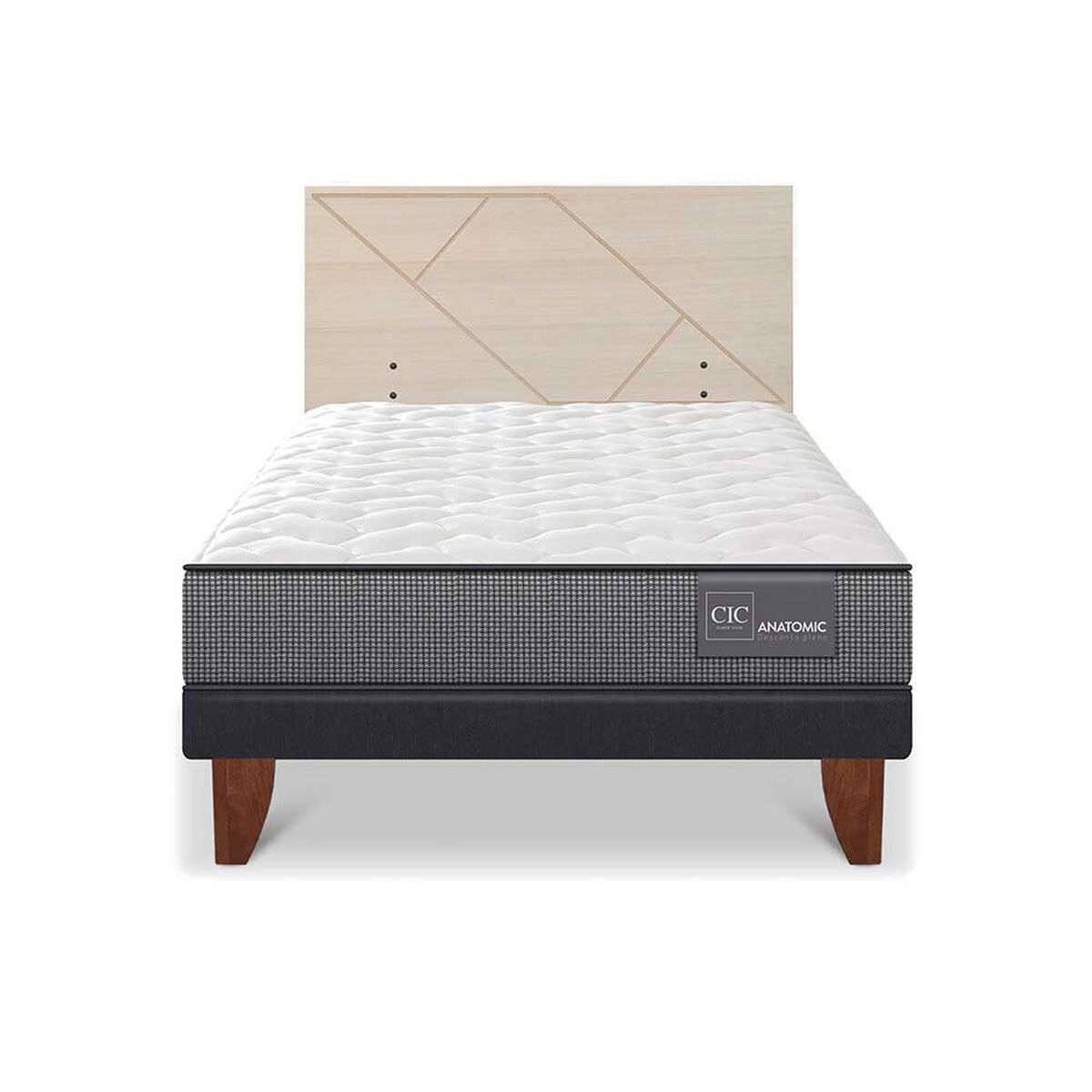 Cama Europea CIC 1,5 Plazas Anatomic + Respaldo Villarrica Alpino