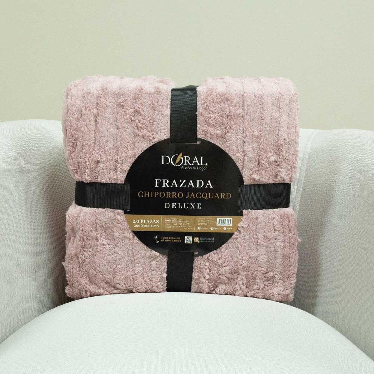 Frazada Doral 2 Plazas Chiporro Jacquard Liso Rosa Viejo