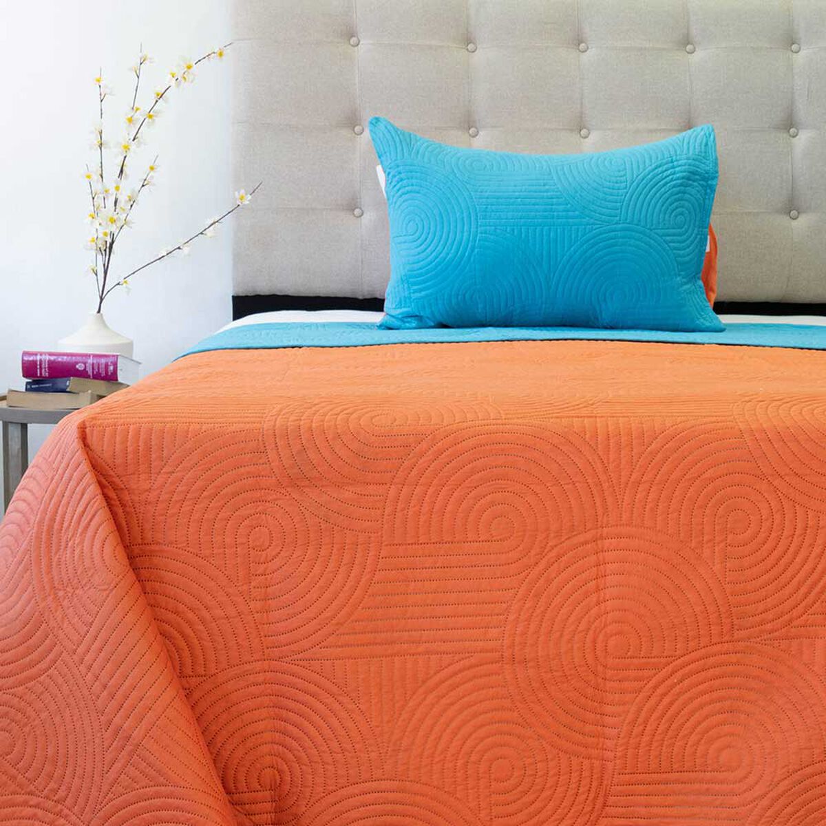 Quilt Doral 1,5 Plazas Calipso Naranjo Origins