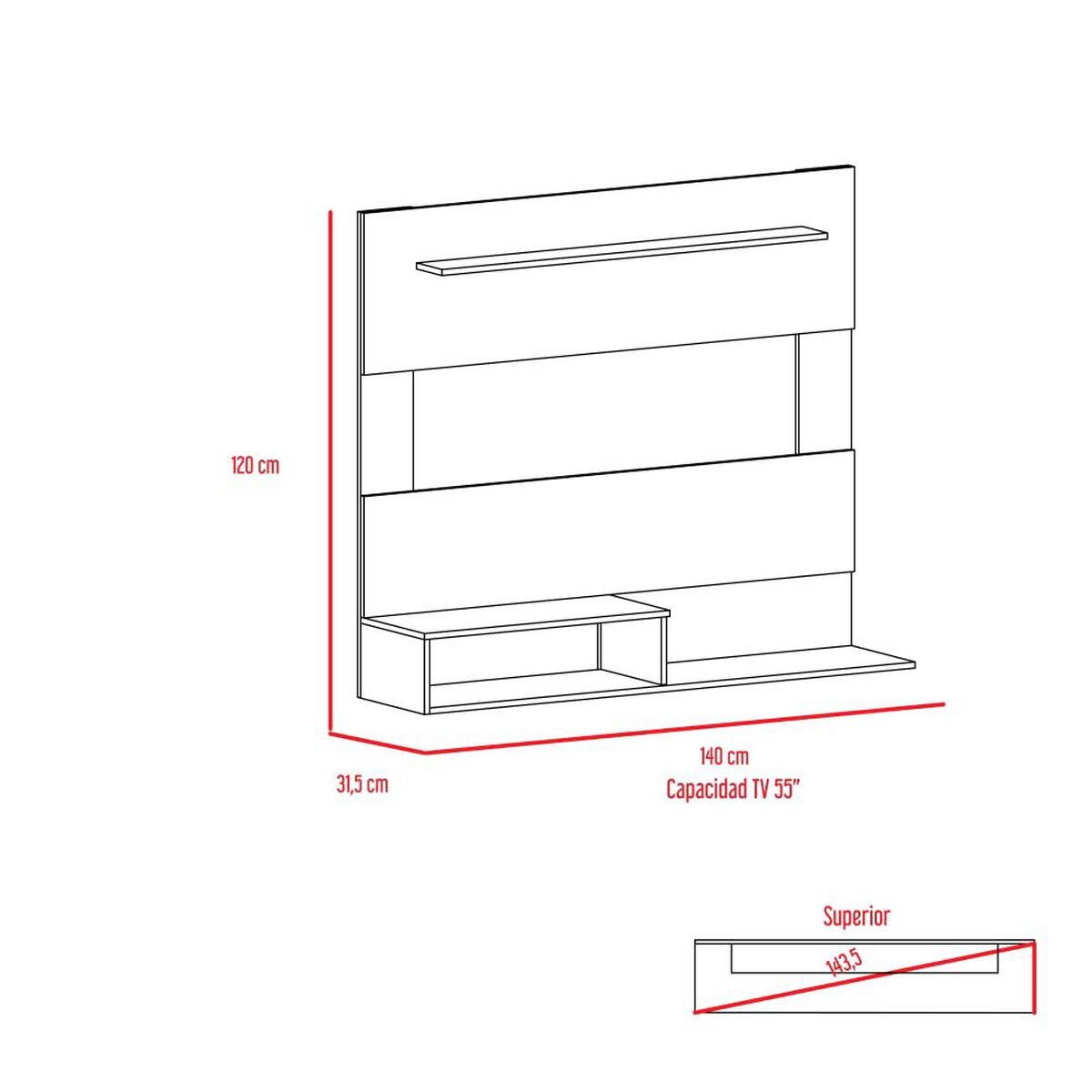Combo Arrimo + Panel TV 55" + Biblioteca Escalera Tuhome Beijing Wengue