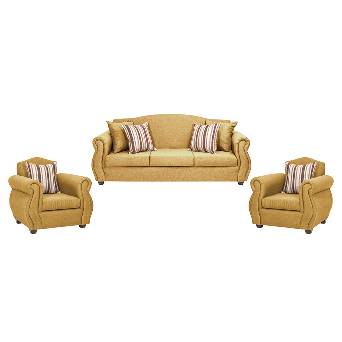 Juego de Living Innovamuebles Azucena Sofá 3 Cuerpos + Dos Sillones 1 Cuerpo Oro 