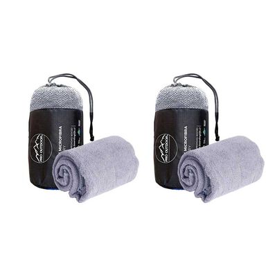 PRO OUTDOOR Pack 2 Toallas Microfibra Terry Gris Pro Outdoor