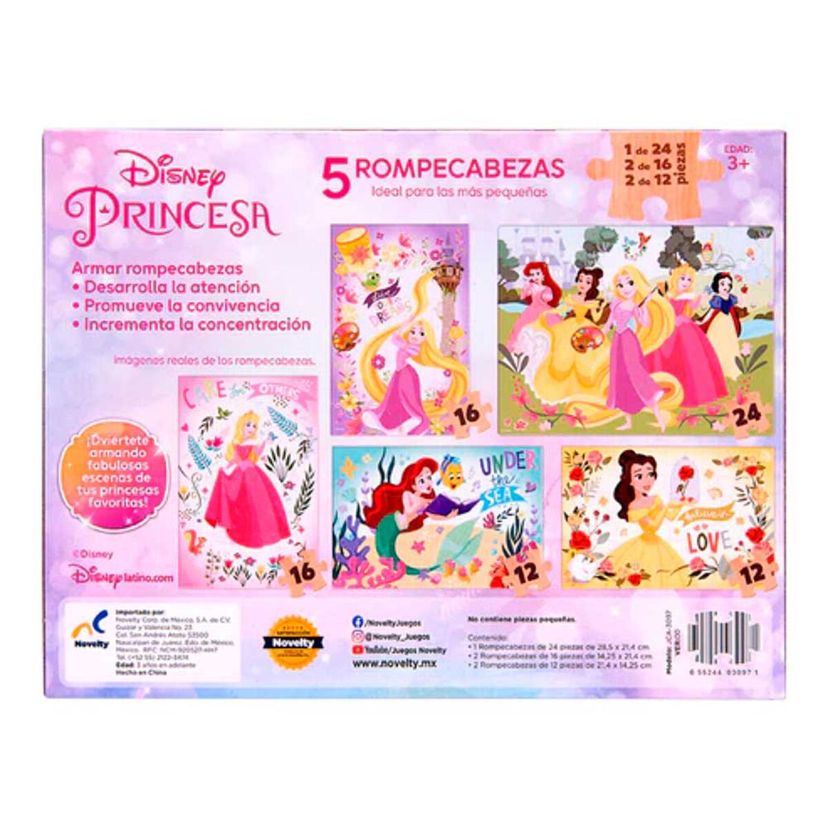 Puzzle de Madera 5 en 1 Princesas Disney