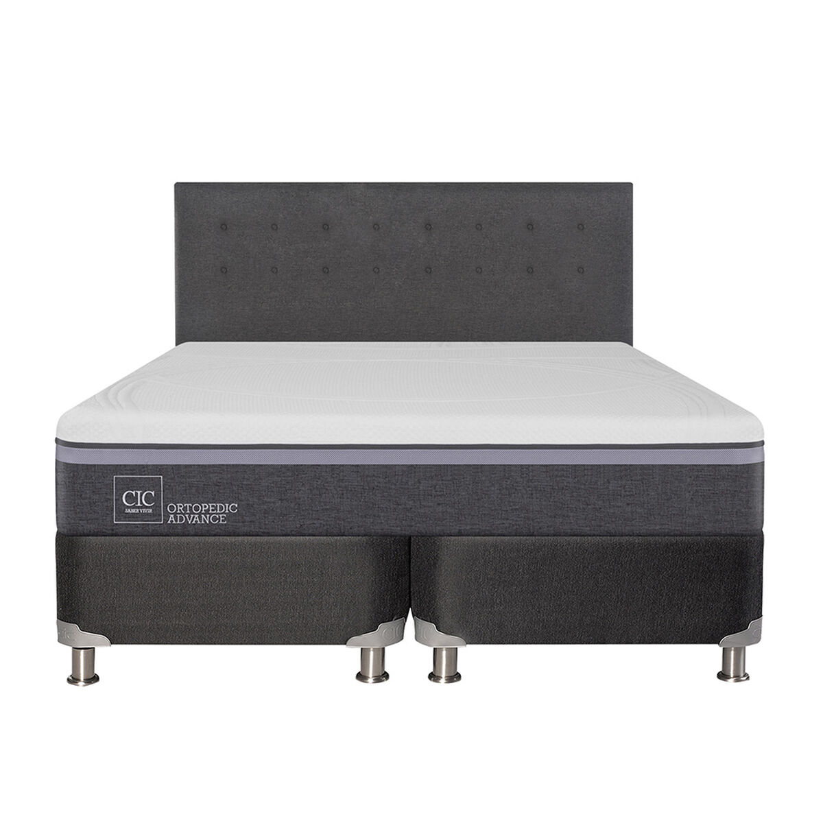 Box Spring CIC Base Dividida King Ortopedic Advance + Respaldo Eufrates