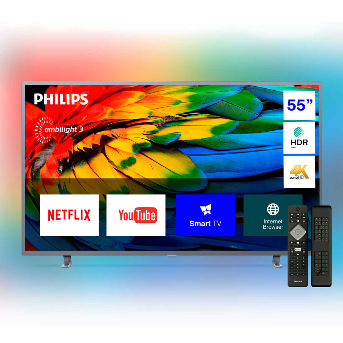 LED 55" Philips 55PUD6703 Smart TV Ultra HD 4K Ambilight y Teclado Qwerty