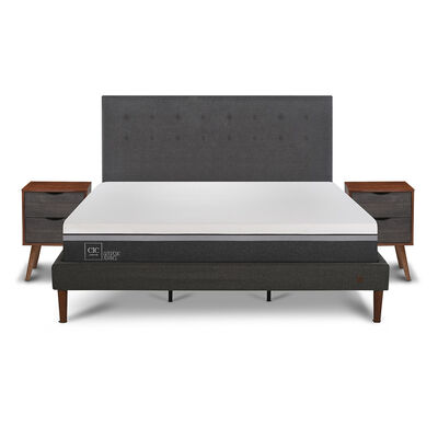 Cama Europea CIC King Ortopedic Advance + Respaldo Eufrates + 2 Veladores