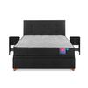 Cama Baúl Flex 2 Plazas Therapedic Plus  + Respaldo Royal + 2 Veladores Rover