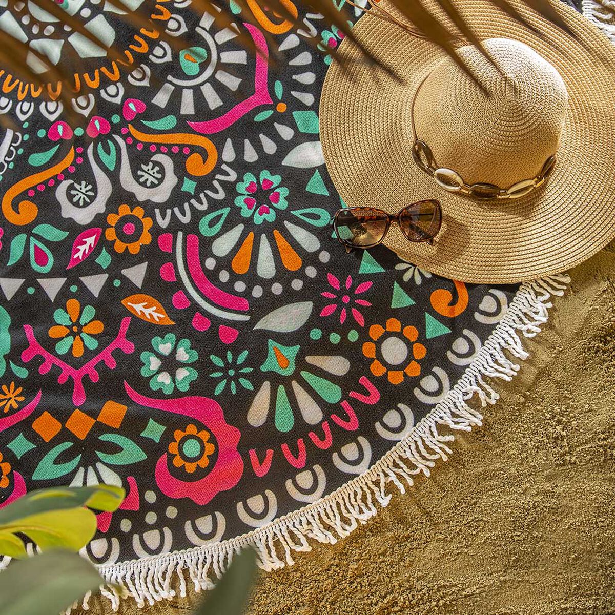 Toalla de Playa Redonda con Flecos Casanova Mandala  150 cm