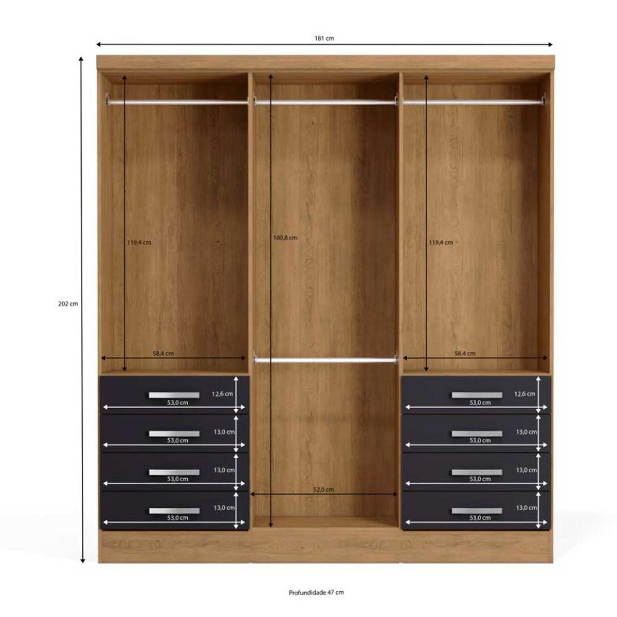 Closet Yardas Agustina 6 Puertas 8 Cajones Freij&oacute; Negro
