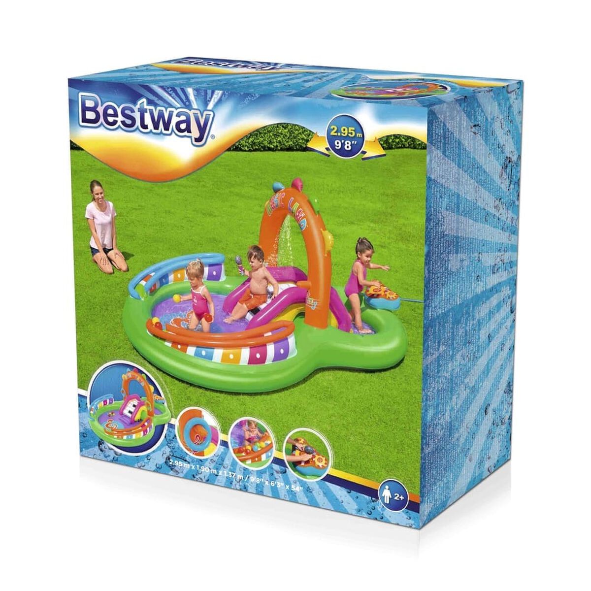Juego y Piscina Inflable con Resbalín Didáctica Music Land Bestway