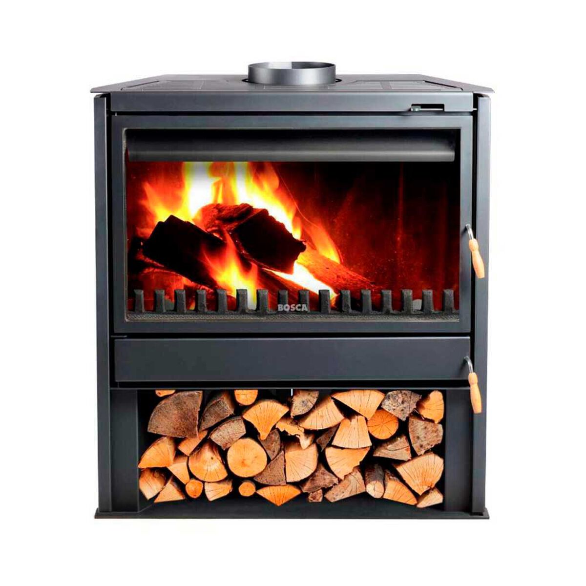Estufa a Le&ntilde;a Bosca 850 fs Negra